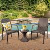 Christopher Knight Home Landry Outdoor Wicker Chat Set with Stacking Chairs and Hourglass Side Table, 3-Pcs Set, Multibrown