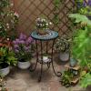 Christopher Knight Home Glady Outdoor Round Side Table, Patio End Table with Ceramic Top and Metal Frame, Small Decorative Accent Table for Patio Garden Porch Balcony, Colorful Gears(Mosaic)