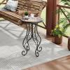 Christopher Knight Home Glady Outdoor Round Side Table, Patio End Table with Ceramic Top and Metal Frame, Small Decorative Accent Table for Patio Garden Porch Balcony, Colorful Gears(Colorful Gears)