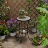 Christopher Knight Home Glady Outdoor Round Side Table, Patio End Table with Ceramic Top and Metal Frame, Small Decorative Accent Table for Patio Garden Porch Balcony, Colorful Gears(Bohemia)