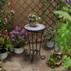 Christopher Knight Home Glady Outdoor Round Side Table, Patio End Table with Ceramic Top and Metal Frame, Small Decorative Accent Table for Patio Garden Porch Balcony, Colorful Gears(Celadon)