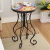 Christopher Knight Home Glady Outdoor Round Side Table, Patio End Table with Ceramic Top and Metal Frame, Small Decorative Accent Table for Patio Garden Porch Balcony, Colorful Gears(Colorful Gears)