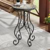 Christopher Knight Home Glady Outdoor Round Side Table, Patio End Table with Ceramic Top and Metal Frame, Small Decorative Accent Table for Patio Garden Porch Balcony, Colorful Gears(Mandala)