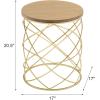 Christopher Knight Home Vevia 17″ Golden End Table, Metal Accent Table, Round Wooden Top, Nesting Designed Home Decor, Birdcage Small Coffee Tables for Living Room, Bedroom, No Assembly, Natural+Gold(Natural+gold)