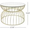 Christopher Knight Home Vevia 17″ Golden End Table, Metal Accent Table, Round Wooden Top, Nesting Designed Home Decor, Birdcage Small Coffee Tables for Living Room, Bedroom, No Assembly, Natural+Gold(Golden)