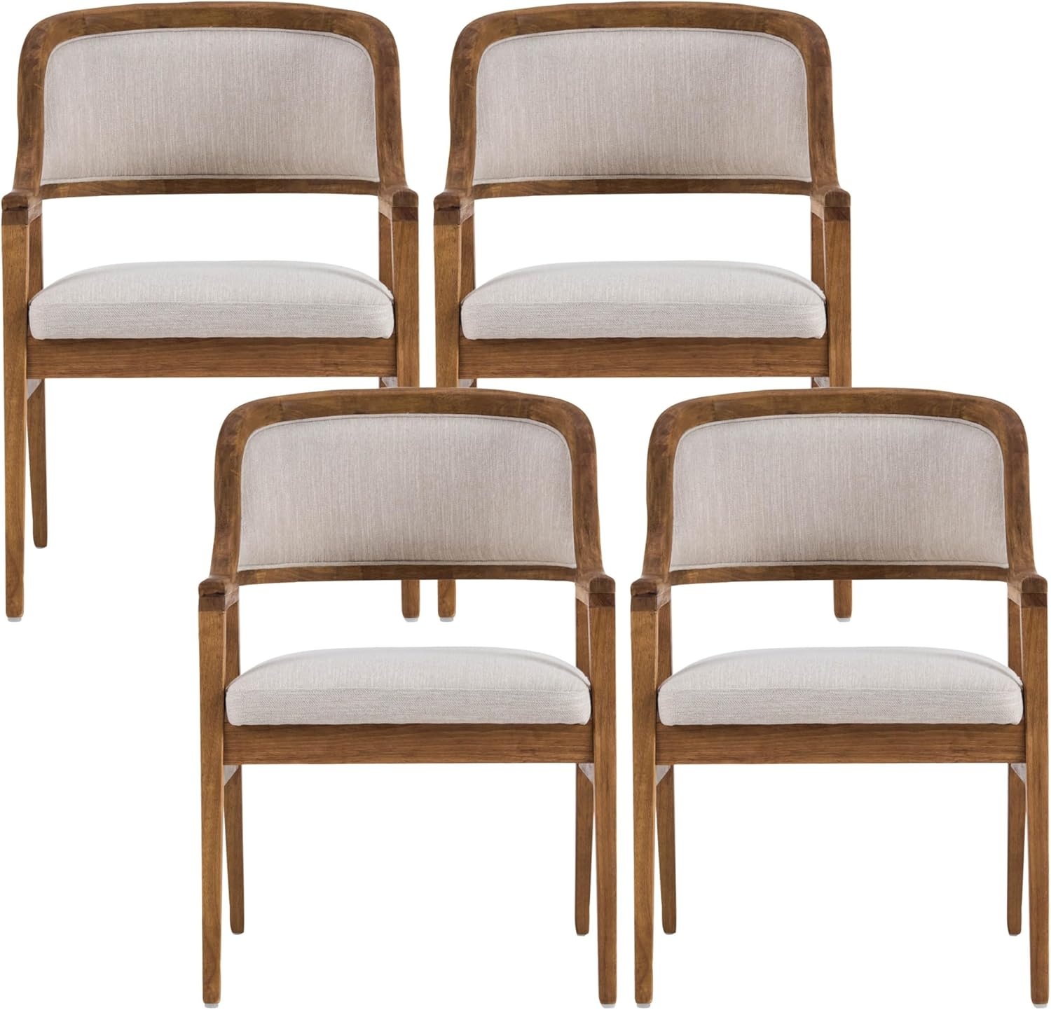 image:imageChristopher Knight Home Dolia Mid Century Modern Dining Chairs Set of 4 Dining Chair with Fabric Upholstery Wooden Kitchen Chairs with Curved Backrest Extra Seat for Dining Room Beige WalnutBeige Walnut