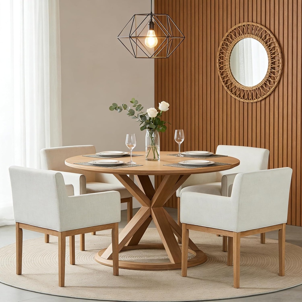 image:imageChristopher Knight Home April Upholstered Dining Chairs Set of 4 Dining Room Chairs with Rubberwood Legs and Padded Seat Modern Kitchen Chairs Living Room Accent Chairs Extra Seat BeigeBrownBeigenatural
