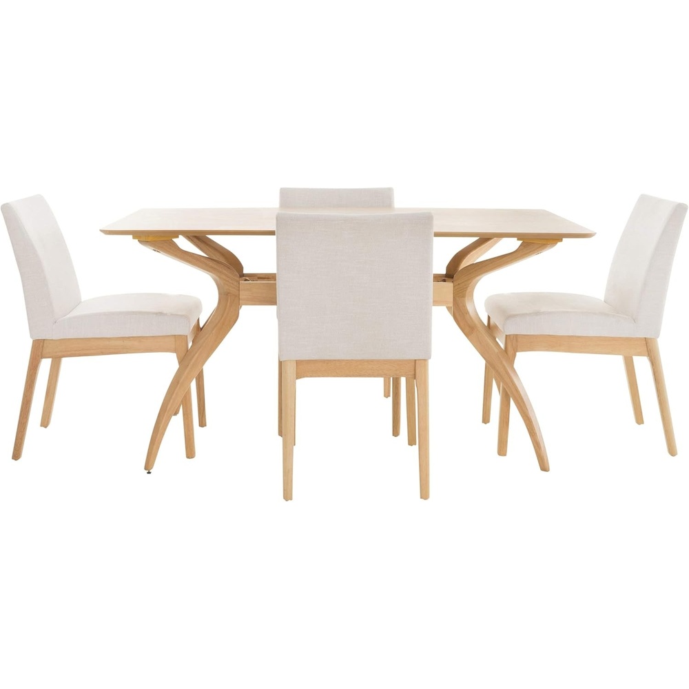 image:imageChristopher Knight Home Kwane MidCentury Modern 5 Piece Dining Set Light Beige and Natural Oak