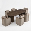 Christopher Knight Home Cabelo Modern Dining Table Set for 6, Oval Kitchen Table and Dining Chairs Set of 6, Rubberwood Dining Room Table Set for 6, Almond+Walnut(Taupe+walnut)