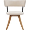 Christopher Knight Home Ceru Fabric Upholstered Dining Chairs Set of 4, Curved Backrest Kitchen Side Chair, Rubberwood Dining Room Armless Chair, Extra Seat for Living Room, Beige+Natural(Beige+natural)