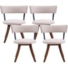 Christopher Knight Home Ceru Fabric Upholstered Dining Chairs Set of 4, Curved Backrest Kitchen Side Chair, Rubberwood Dining Room Armless Chair, Extra Seat for Living Room, Beige+Natural(Beige+walnut)