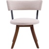 Christopher Knight Home Ceru Fabric Upholstered Dining Chairs Set of 4, Curved Backrest Kitchen Side Chair, Rubberwood Dining Room Armless Chair, Extra Seat for Living Room, Beige+Natural(Beige+walnut)