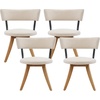 Christopher Knight Home Ceru Fabric Upholstered Dining Chairs Set of 4, Curved Backrest Kitchen Side Chair, Rubberwood Dining Room Armless Chair, Extra Seat for Living Room, Beige+Natural(Beige+natural)