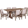 Christopher Knight Home Chady Wooden 7 Piece Dining Table Set with Chairs, Modern Extendable Dining Room Table Set with X-Frame, Upholstered Dining Chairs Set of 6 for Kitchen, Walnut+Beige(Walnut+beige)