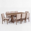 Christopher Knight Home Collie Rubber Wood 9 Piece Dining Table Set For 8 With Chairs, Modern Extendable Dining Room Table Set With X-frame, Upholstered Dining Chairs Set Of 8 For Kitchen,Walnut+Beige