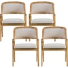 Christopher Knight Home Dolia Mid Century Modern Dining Chairs Set of 4, Dining Chair with Fabric Upholstery, Wooden Kitchen Chairs with Curved Backrest, Extra Seat for Dining Room, Beige + Walnut(Beige + Natural)