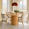 Christopher Knight Home Dolia Mid Century Modern Dining Chairs Set of 4, Dining Chair with Fabric Upholstery, Wooden Kitchen Chairs with Curved Backrest, Extra Seat for Dining Room, Beige + Walnut(Beige + Natural)