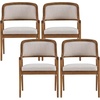 Christopher Knight Home Dolia Mid Century Modern Dining Chairs Set of 4, Dining Chair with Fabric Upholstery, Wooden Kitchen Chairs with Curved Backrest, Extra Seat for Dining Room, Beige + Walnut(Beige + Walnut)