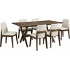 Christopher Knight Home Freya Mid Century Modern Dining Table Set for 6, Upholstered Dining Chairs and 63″ Double V Base Table Set, 7 Piece Wooden Rectangular Dining Room Table Set for 6,Beige+Natural(Beige+walnut)