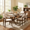 Christopher Knight Home Freya Mid Century Modern Dining Table Set for 6, Upholstered Dining Chairs and 63″ Double V Base Table Set, 7 Piece Wooden Rectangular Dining Room Table Set for 6,Beige+Natural(Beige+walnut)