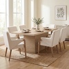 Christopher Knight Home Peysa 7-piece Dining Table Set for 6, Wooden Dining Room Table Set for 6 People, Upholstered Dining Chairs Set + Dinner Table with Pedestal Base, Light Natural + Light Beige(Light Natural + Light Beige)