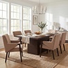 Christopher Knight Home Peysa 7-piece Dining Table Set for 6, Wooden Dining Room Table Set for 6 People, Upholstered Dining Chairs Set + Dinner Table with Pedestal Base, Light Natural + Light Beige(Espresso + Light Brown)