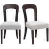 Christopher Knight Home Set of 2 Nickle Mid-Century Modern Fabric Upholstered Dining Chairs, Rubberwood Kitchen Side Chair, Living Room Accent Armless Chair with Soft Padded Seat, Dark Brown+Grey(Dark Brown+grey)
