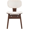 Christopher Knight Home Set of 2 Soft Boucle Fabric Upholstered Dining Chairs with Wood Frame, Curved Backrest Armless Accent Chair, Side Chair with Support Bar, Dining Room, Kitchen, White and Walnut