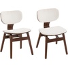 Christopher Knight Home Set of 2 Soft Boucle Fabric Upholstered Dining Chairs with Wood Frame, Curved Backrest Armless Accent Chair, Side Chair with Support Bar, Dining Room, Kitchen, White and Walnut