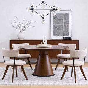 Christopher Knight Home Ceru Fabric Upholstered Dining Chairs Set of 4, Curved Backrest Kitchen Side Chair, Rubberwood Dining Room Armless Chair, Extra Seat for Living Room, Beige+Natural(Beige+walnut)