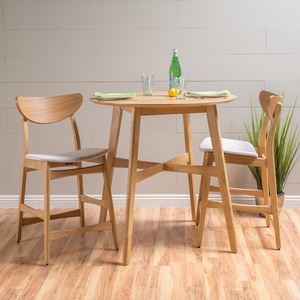 Christopher Knight Home Gavin Counter Height Dining Set, 3-Pcs Set, Natural Oak / Light Beige