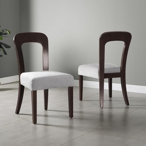 Christopher Knight Home Set of 2 Nickle Mid-Century Modern Fabric Upholstered Dining Chairs, Rubberwood Kitchen Side Chair, Living Room Accent Armless Chair with Soft Padded Seat, Dark Brown+Grey(Dark Brown+grey)