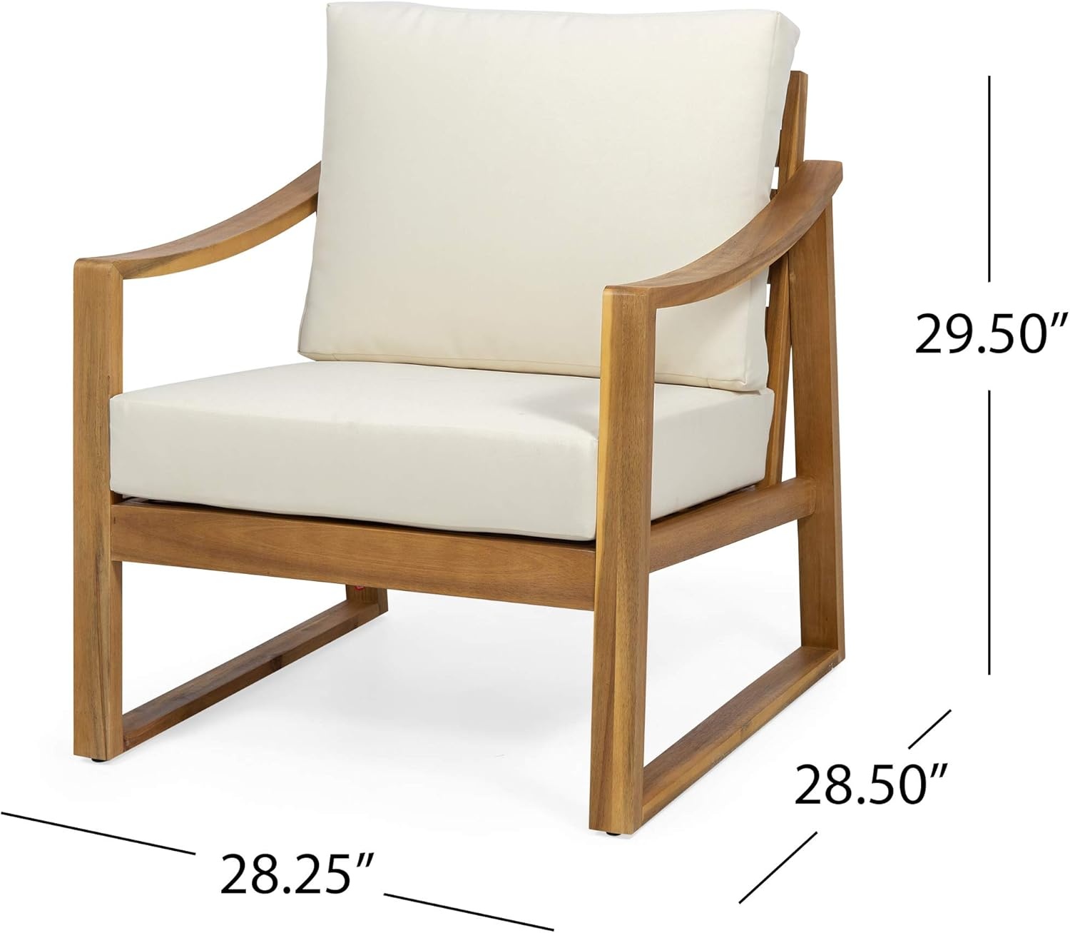 image:imageChristopher Knight Home Adolph Outdoor Acacia Wood Club Chairs with Water Resistant Cushions Teak and BeigeTeak and Beige