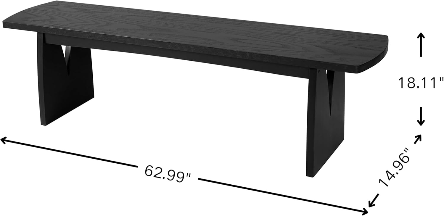 image:imageChristopher Knight Home 63 W Dining Bench Modern Farmhouse Entryway Bench Indoor Solid Wood Bench with Acacia Legs amp MDF Seat Long Bench for Dining Room Bedroom End of Bed Hallway 400 lbs Black
