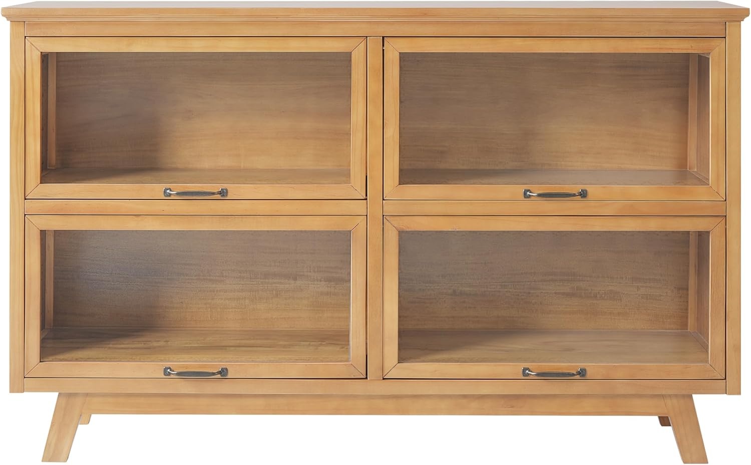 image:imageChristopher Knight Home Arimo Modern Storage Cabinet with Glass Doors Wooden Display Cabinet with Shelves and 4 Doors Accent Cabinet for Living RoomKitchen Spacious Dining Room Cupboard Natural