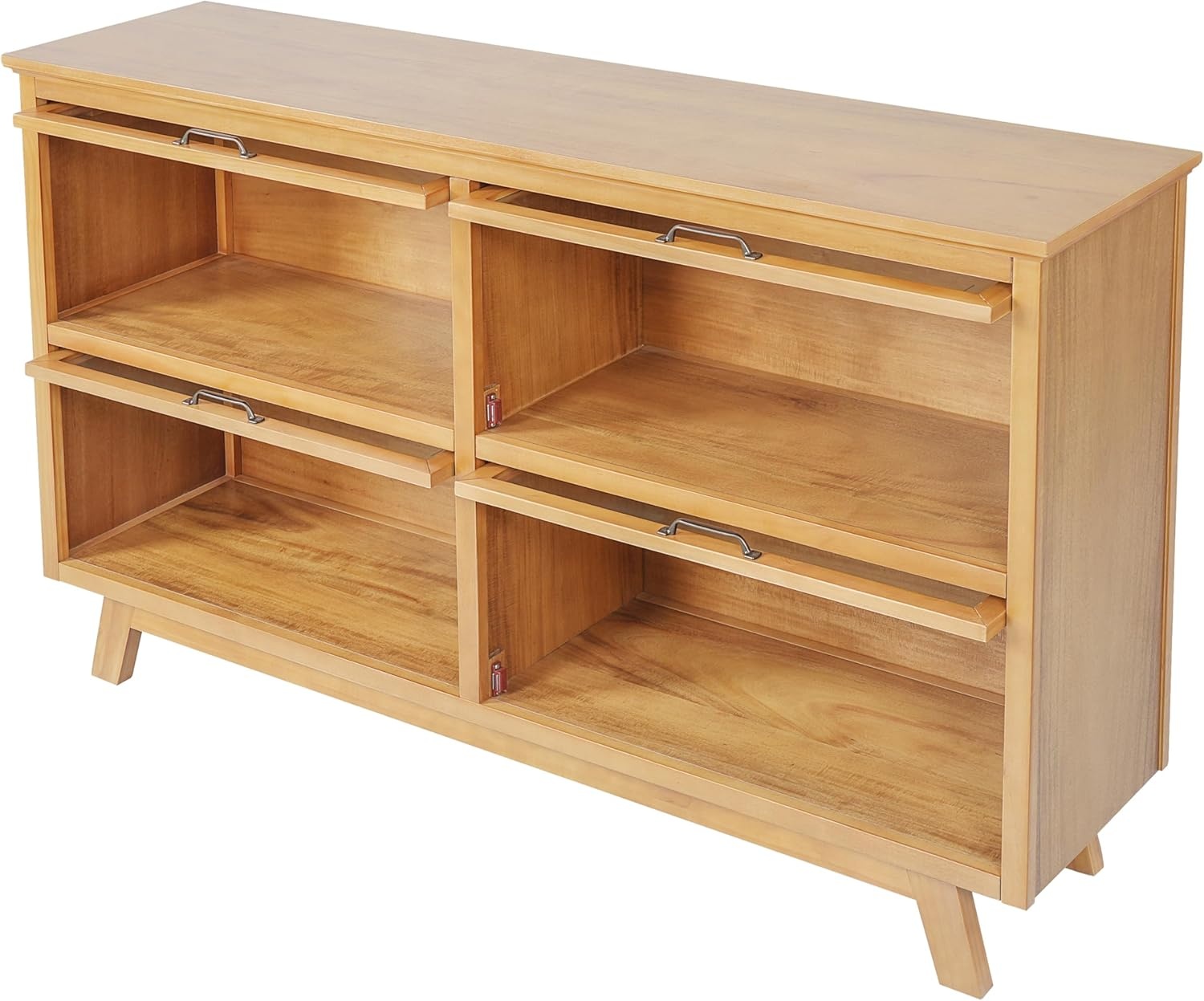 image:imageChristopher Knight Home Arimo Modern Storage Cabinet with Glass Doors Wooden Display Cabinet with Shelves and 4 Doors Accent Cabinet for Living RoomKitchen Spacious Dining Room Cupboard Natural