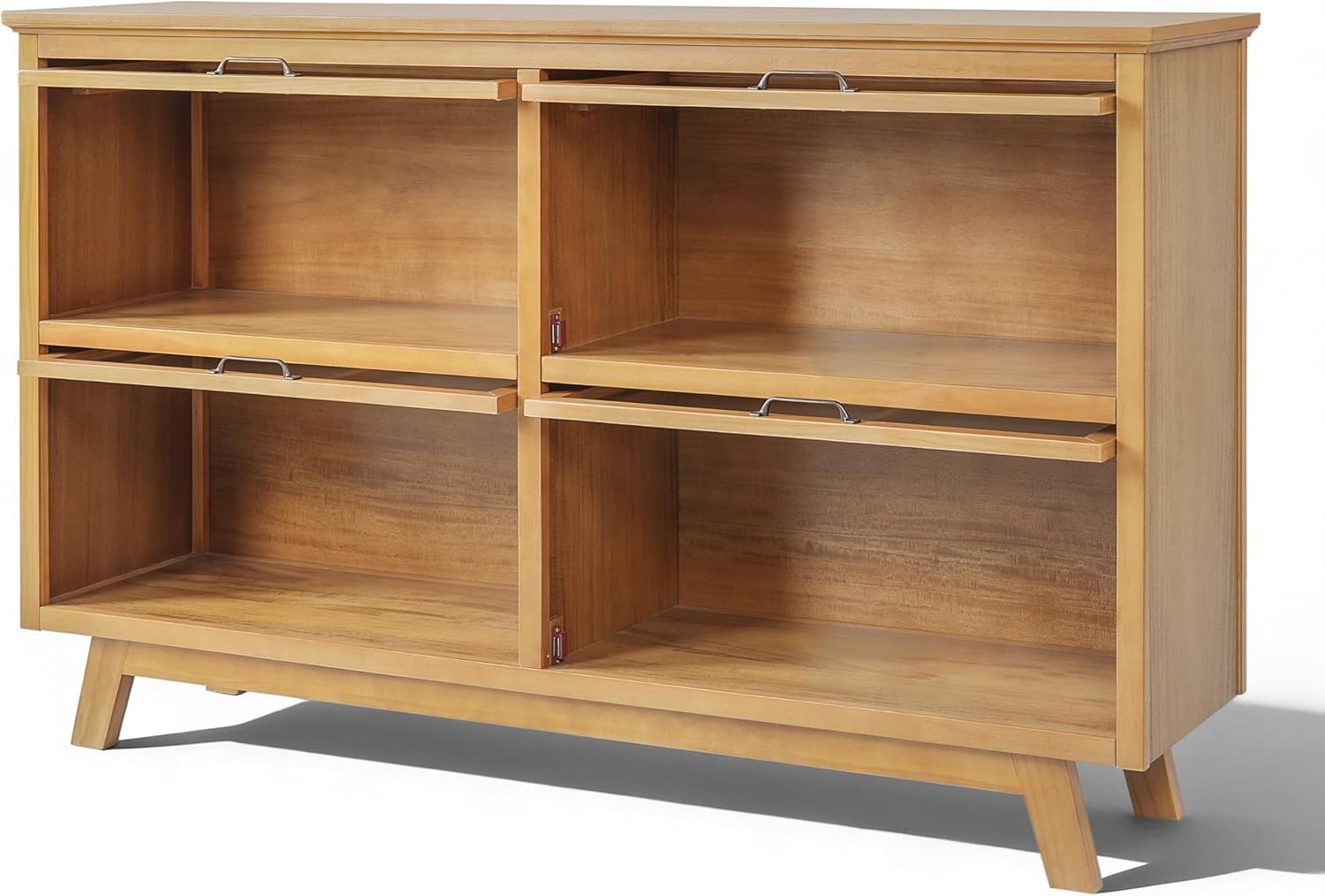 image:imageChristopher Knight Home Arimo Modern Storage Cabinet with Glass Doors Wooden Display Cabinet with Shelves and 4 Doors Accent Cabinet for Living RoomKitchen Spacious Dining Room Cupboard Natural