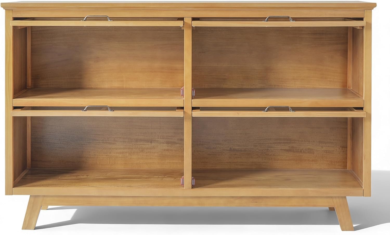 image:imageChristopher Knight Home Arimo Modern Storage Cabinet with Glass Doors Wooden Display Cabinet with Shelves and 4 Doors Accent Cabinet for Living RoomKitchen Spacious Dining Room Cupboard Natural