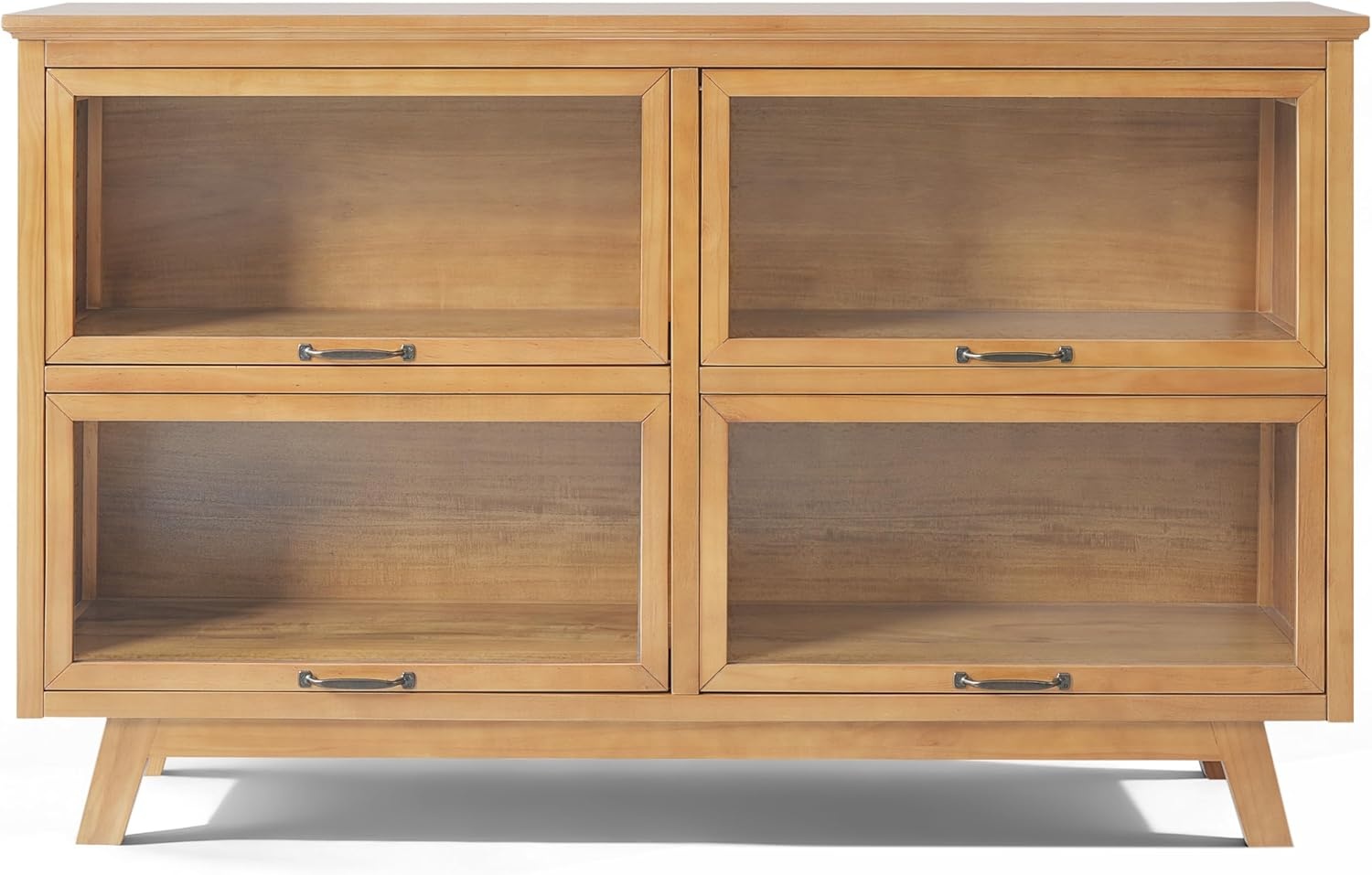 image:imageChristopher Knight Home Arimo Modern Storage Cabinet with Glass Doors Wooden Display Cabinet with Shelves and 4 Doors Accent Cabinet for Living RoomKitchen Spacious Dining Room Cupboard Natural