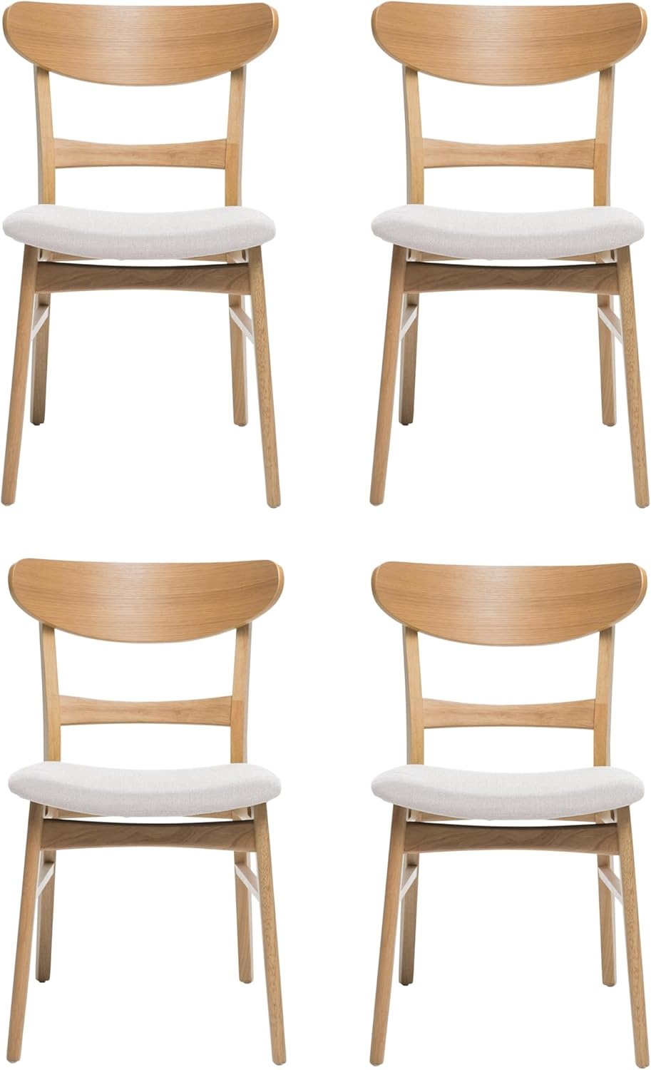 image:imageChristopher Knight Home Celia MidCentury Dining Chairs Set of 4 Upholstered Dining Room Chairs Comfy Seating Kitchen Side Chair Set Armless Accent Chair Set for Home Office NaturalLight Beige