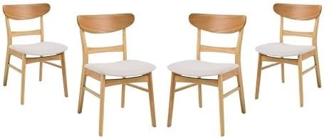 image:imageChristopher Knight Home Celia MidCentury Dining Chairs Set of 4 Upholstered Dining Room Chairs Comfy Seating Kitchen Side Chair Set Armless Accent Chair Set for Home Office NaturalLight Beige