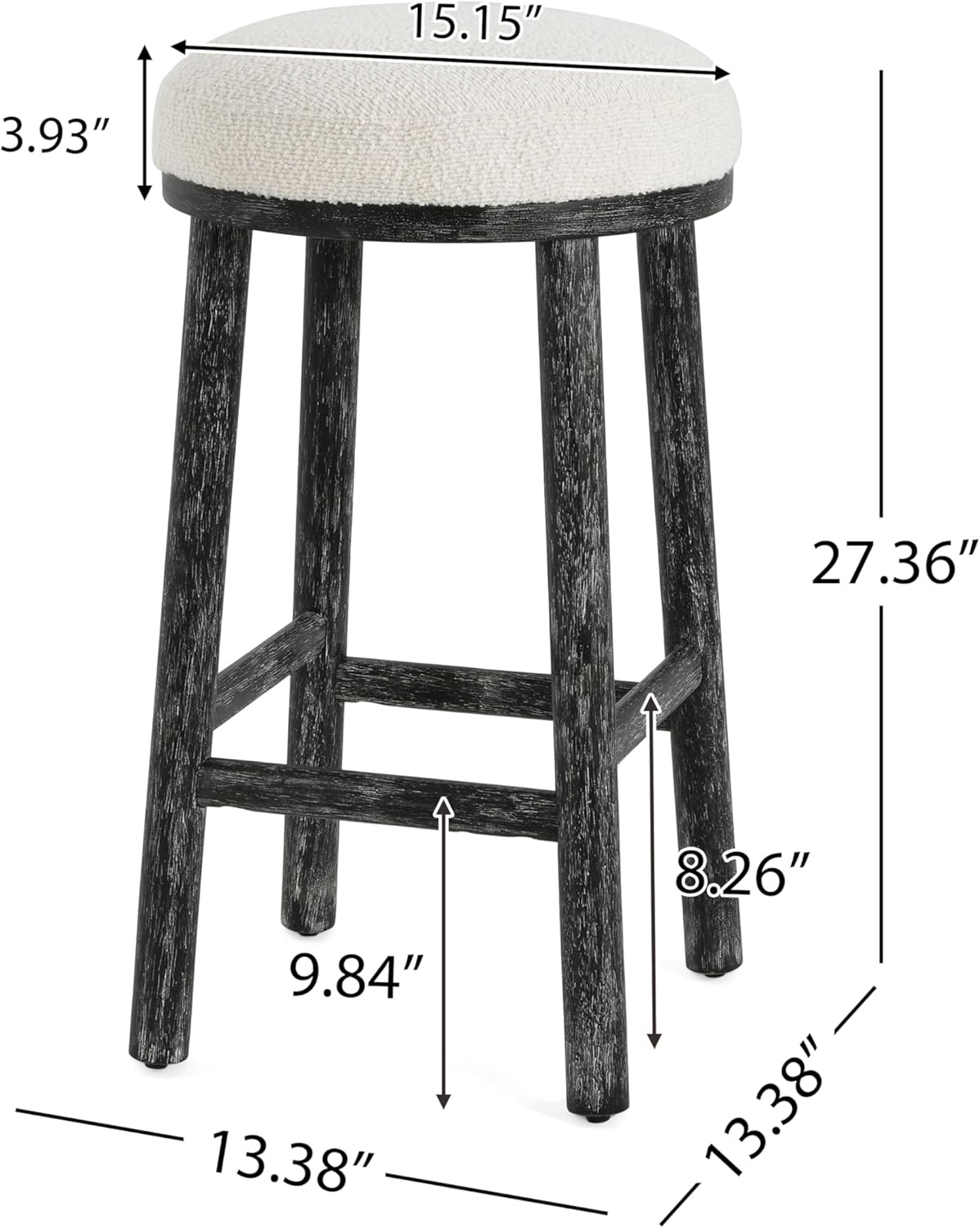 image:imageChristopher Knight Home Cora Counter Height Bar Stools Set of 4 Boucle Fabric Round Bar Stool for Kitchen Island Wooden Backless Dining Room Chair Counter Stool with Footrest NaturalBeigeBlackbeige
