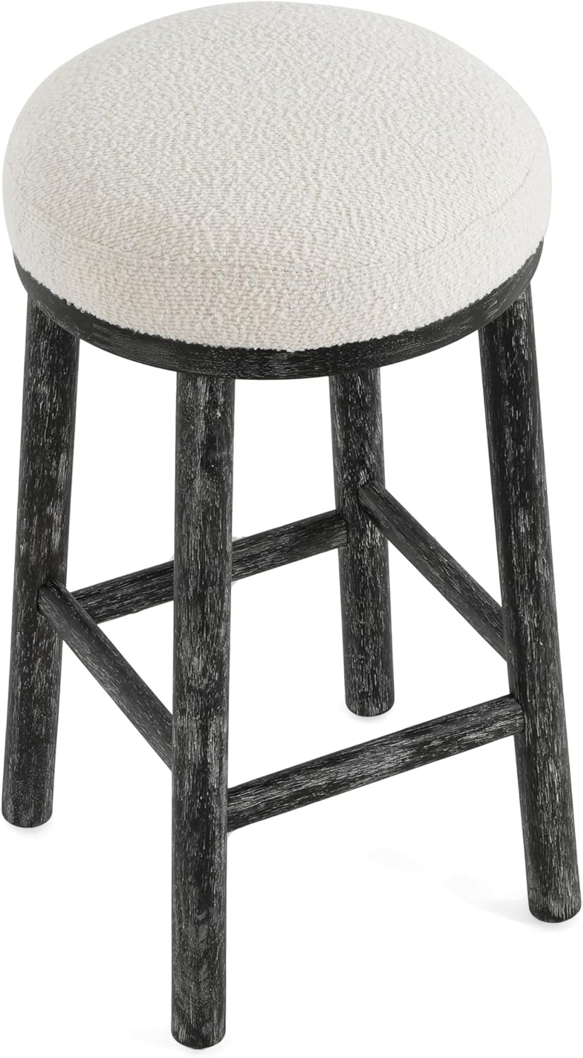 image:imageChristopher Knight Home Cora Counter Height Bar Stools Set of 4 Boucle Fabric Round Bar Stool for Kitchen Island Wooden Backless Dining Room Chair Counter Stool with Footrest NaturalBeigeBlackbeige