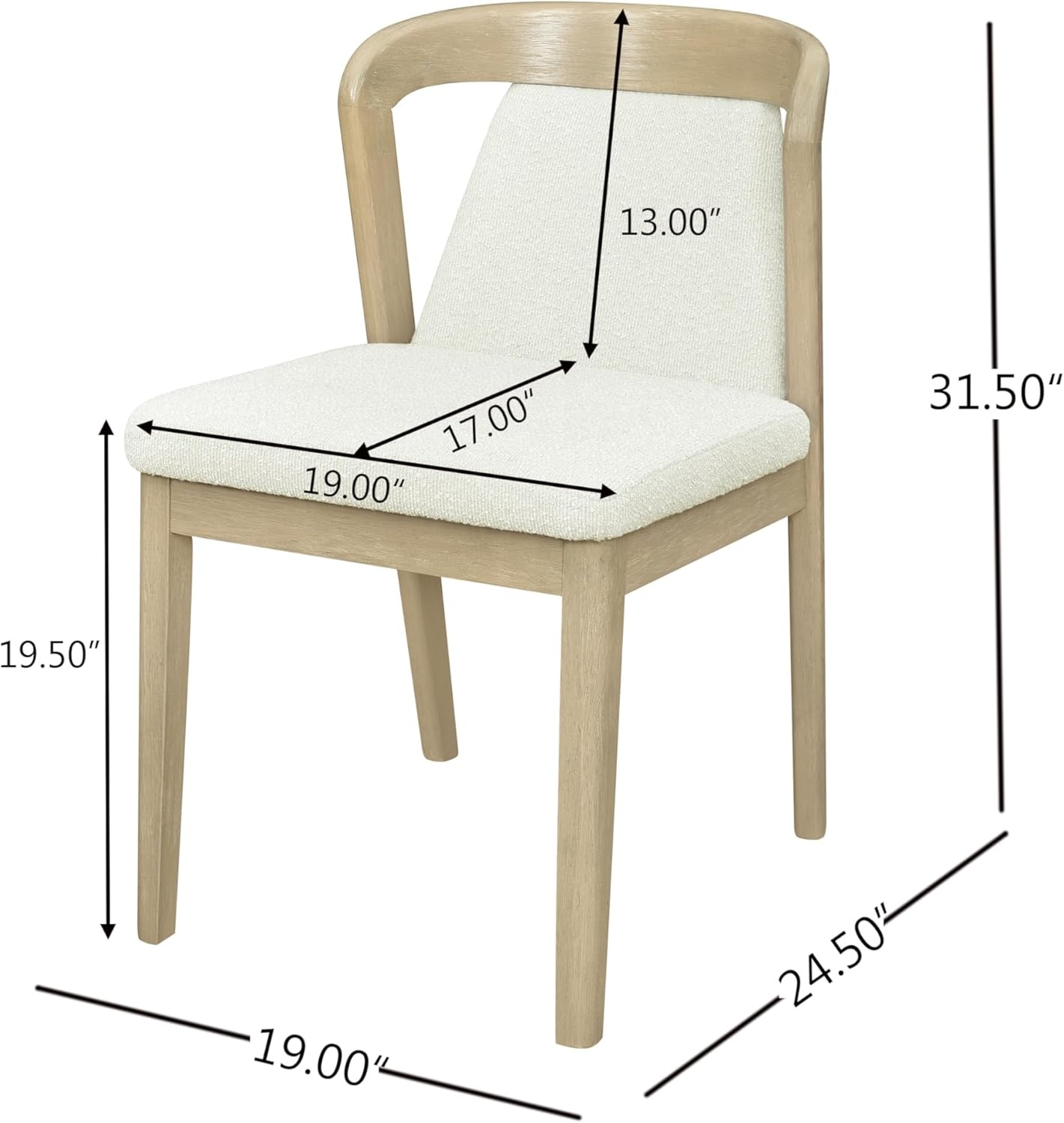 image:imageChristopher Knight Home Falei Boucle Upholstered Dining Chair Set of 2 Curved Backrest Kitchen Side Chair Wooden Armless Dining Room Chair Extra Seat for Living Room WalnutLight BrownNatural Ashbeige