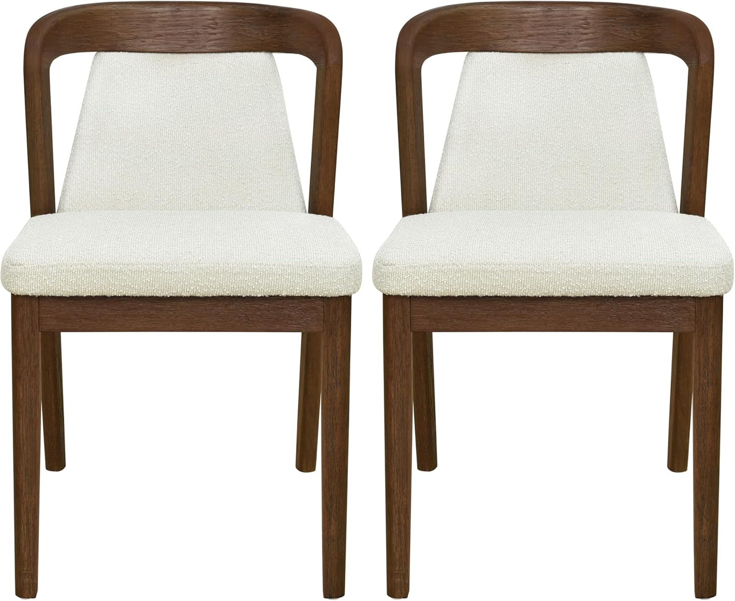 image:imageChristopher Knight Home Falei Boucle Upholstered Dining Chair Set of 2 Curved Backrest Kitchen Side Chair Wooden Armless Dining Room Chair Extra Seat for Living Room WalnutLight BrownWalnutbeige