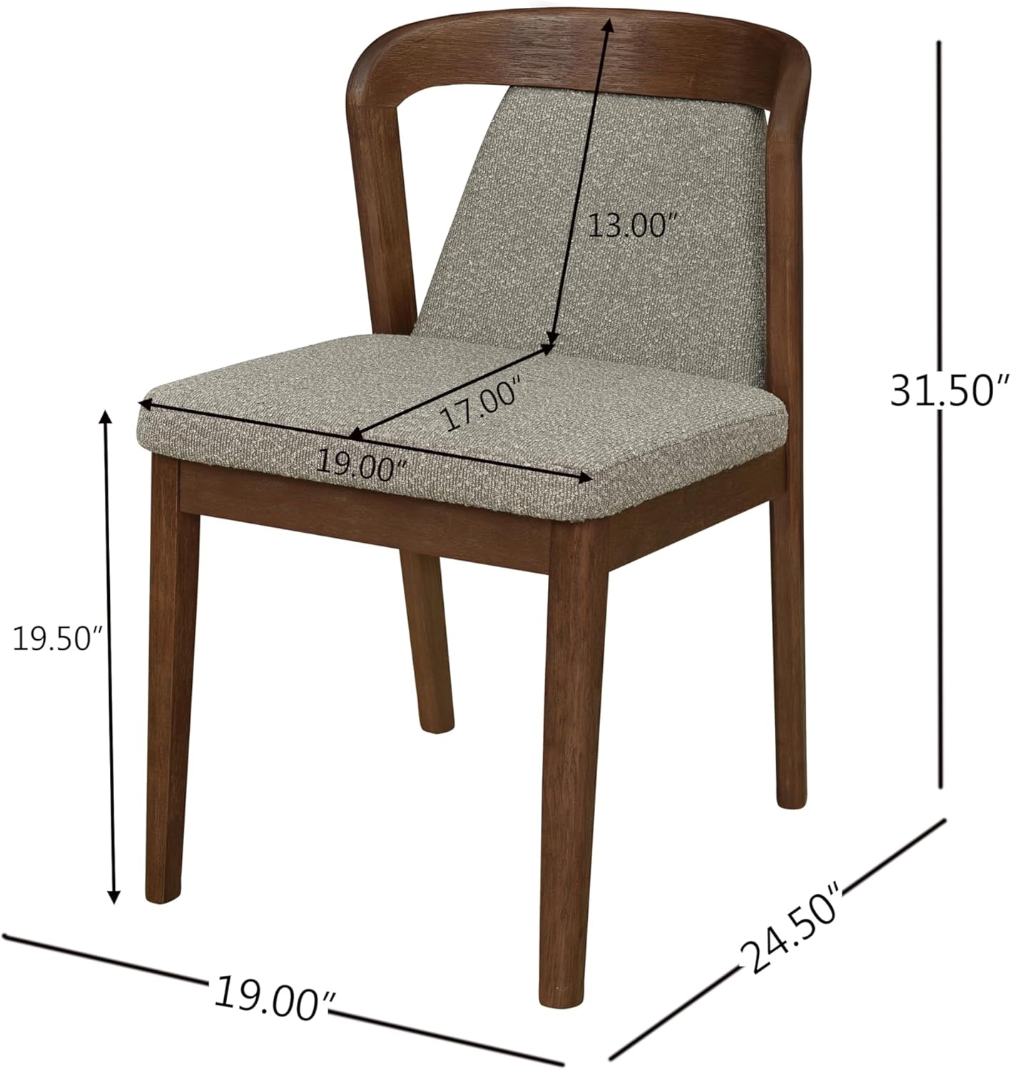 image:imageChristopher Knight Home Falei Boucle Upholstered Dining Chair Set of 2 Curved Backrest Kitchen Side Chair Wooden Armless Dining Room Chair Extra Seat for Living Room WalnutLight BrownWalnutlight Brown