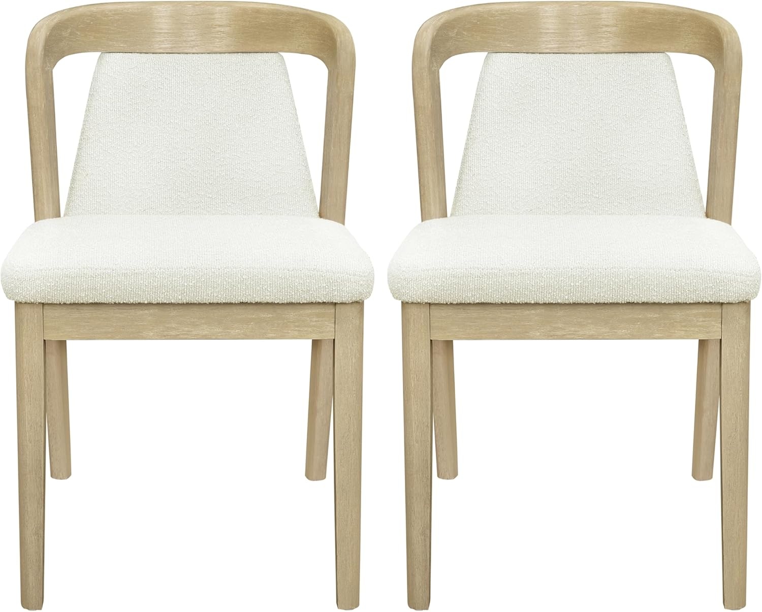 image:imageChristopher Knight Home Falei Boucle Upholstered Dining Chair Set of 2 Curved Backrest Kitchen Side Chair Wooden Armless Dining Room Chair Extra Seat for Living Room WalnutLight BrownNatural Ashbeige