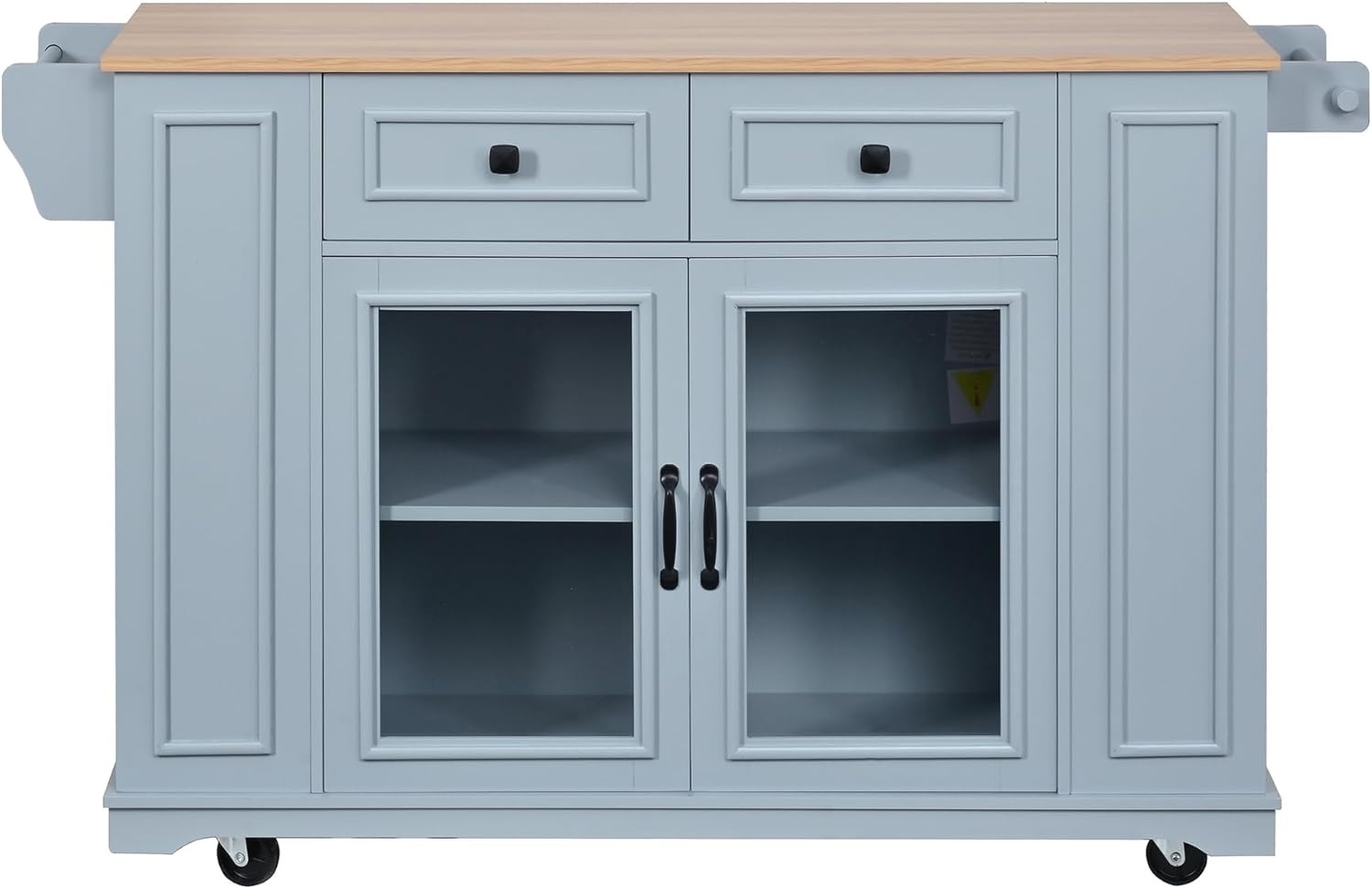 image:imageChristopher Knight Home Modern Kitchen Island Cart Rolling Kitchen Cart with Glass Door Cabinet Storage Drawers Power Outlet amp Shelves Wood Mobile Kitchen Island on Wheels for Dining Room WhiteBlue Gray