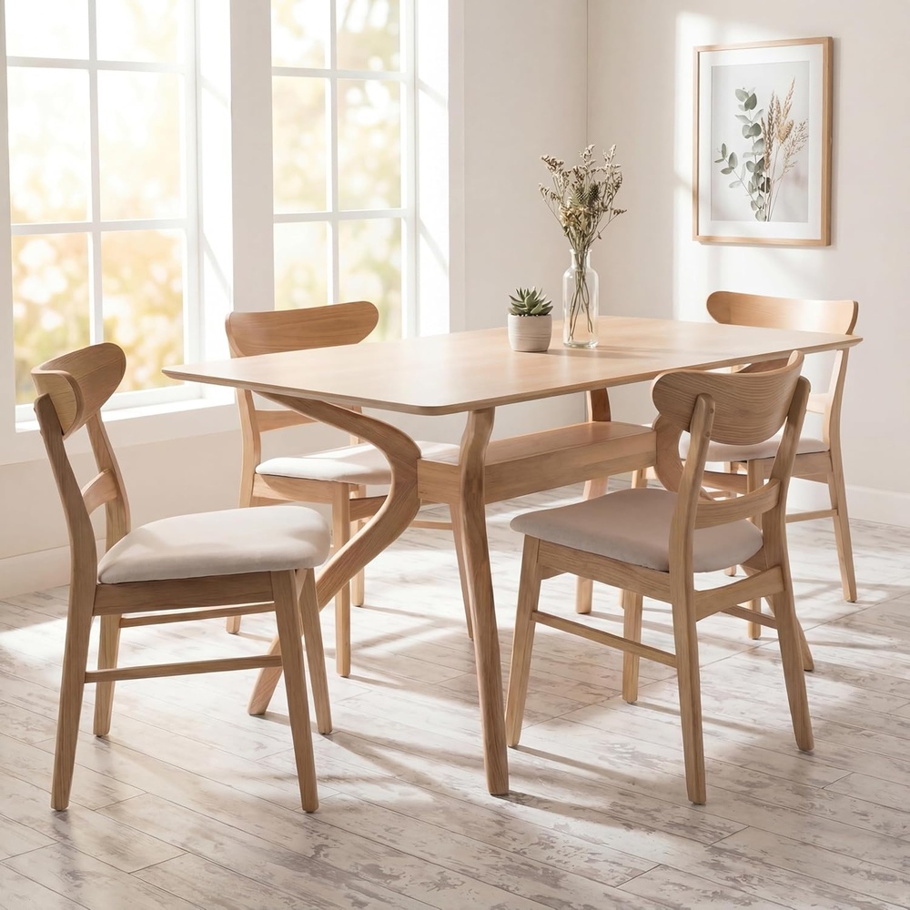 image:imageChristopher Knight Home Celia MidCentury Dining Chairs Set of 4 Upholstered Dining Room Chairs Comfy Seating Kitchen Side Chair Set Armless Accent Chair Set for Home Office NaturalLight Beige