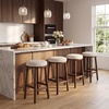 Christopher Knight Home Cora Counter Height Bar Stools Set of 4, Boucle Fabric Round Bar Stool for Kitchen Island, Wooden Backless Dining Room Chair, Counter Stool with Footrest, Natural+Beige(Brown+beige)